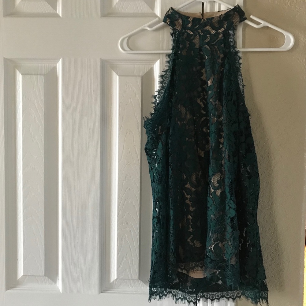 Bebe emerald green lace tank top